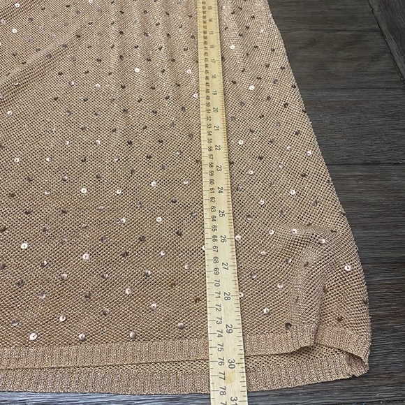 Women's Lisa International Sweater, gold loose knit with small gold sequence - Picture 6 of 8